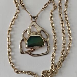 MCM Jacob Hull B+D Denmark Green Agate Pendant Necklace